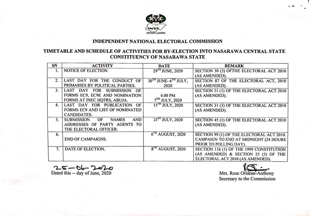 Nigeria Election 2023 Time Table