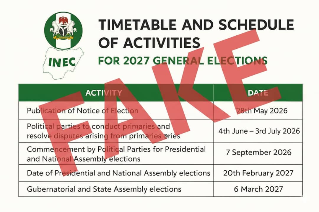 NO TIME TABLE RELEASED YET FOR 2027 GENERAL ELECTION